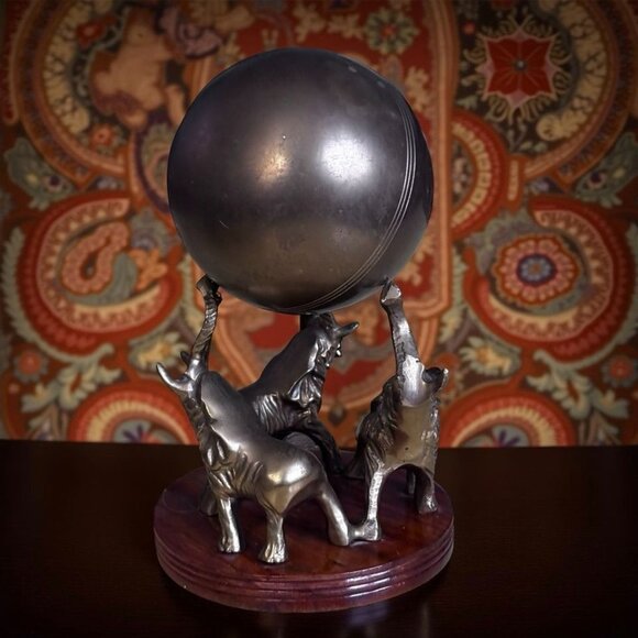 Lucky 3 Elephant Trio Sculpture Holding Sphere – Symbolic Global Art, 7”  Boho D - Picture 4 of 10